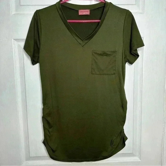 Ragdoll Maternity Shirt Front Pocket / v-Neck Green Size Medium - Picture 1 of 16